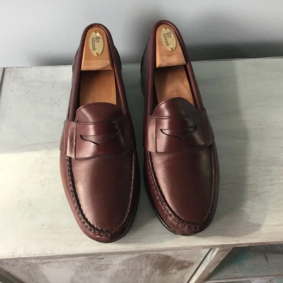 ALLEN EDMONDS CAMERON BURGUNDY LEATHER LOAFERS